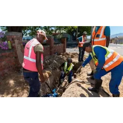 Sewer pipe laying and fitting